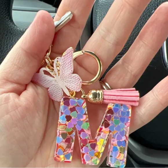 Alphabet Initial Letter Butterfly Keychain. PINK. NE… - Picture 3 of 4